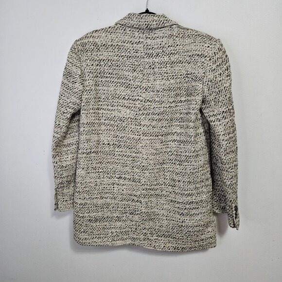 ZARA Double Breasted Tweed Blazer Jacket Sz S Neutral 2251/158 - Picture 9 of 13